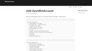 
                            4. Add-AzureRmAccount (AzureRM.Profile) | Microsoft Docs