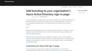 
                            3. Add branding to your organization's sign-in page - Azure Active ...