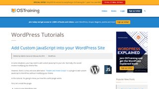 
                            7. Add Custom JavaScript into your WordPress Site - OSTraining