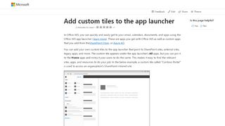 
                            2. Add custom tiles to the app launcher | Microsoft Docs