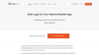 
                            2. Add Login to Your Native/Mobile App - Auth0