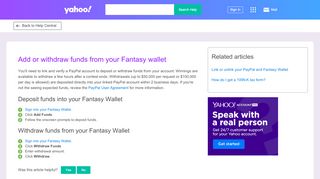 
                            2. Add or withdraw funds from your Fantasy wallet | Yahoo Help ...