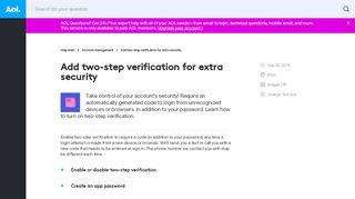 
                            6. Add two-step verification for extra security - AOL Help