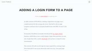 
                            6. Adding a login form to a page - Justin Tadlock