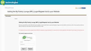 
                            5. Adding the My Family Lounge (MFL) Login/Register …