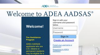 
                            10. ADEA AADSAS | Applicant Login Page Section