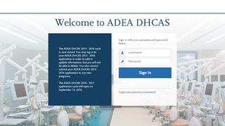 
                            3. ADEA DHCAS | Applicant Login Page Section