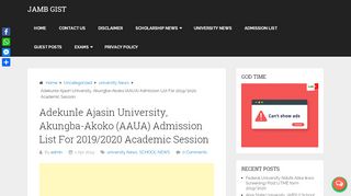 
                            7. Adekunle Ajasin University 2019/2020 admission list both first and ...