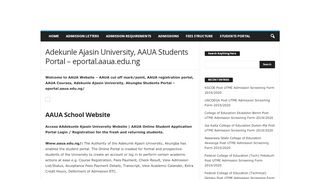 
                            8. Adekunle Ajasin University, AAUA Students Portal - eportal.aaua.edu.ng