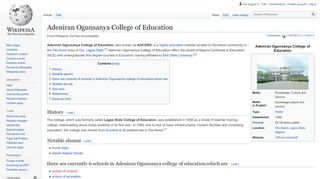 
                            7. Adeniran Ogunsanya College of Education - Wikipedia