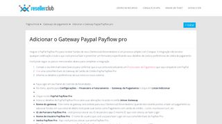 
                            10. Adicionar o Gateway Paypal Payflow pro – Base de Conhecimento