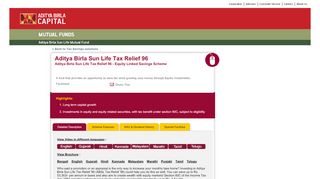 
                            2. Aditya Birla Sun Life Tax Relief 96 : ELSS Tax …