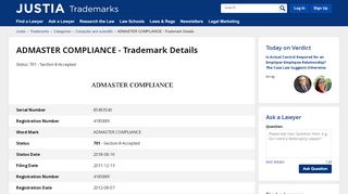 
                            6. ADMASTER COMPLIANCE Trademark of RED ... - Justia Trademarks