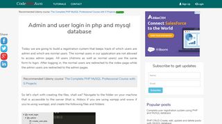 
                            2. Admin and user login in php and mysql database | CodeWithAwa