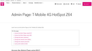
                            4. Admin Page: T-Mobile 4G HotSpot Z64 | T-Mobile …