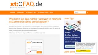 
                            5. Admin Passwort in xt:Commerce Shop zurücksetzen - xtcFAQ.de