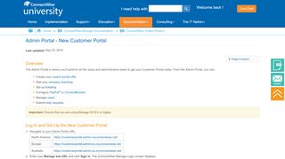 
                            4. Admin Portal - New Customer Portal - ConnectWise University Login