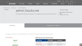 
                            4. admin.5socks.net - Domain - McAfee Labs Threat Center