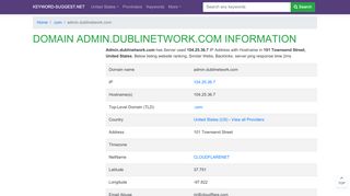 
                            8. admin.dublinetwork.com | Domain infomation, DNS …