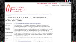 
                            5. Administration for the UU Organizations Retirement Plan | UUA.org
