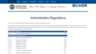 
                            2. Administrative Regulations - - Alabama Dept of Corrections