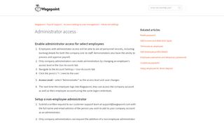 
                            6. Administrator access - Wagepoint
