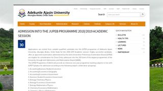 
                            3. admission into the jupeb programme 2018/2019 academic session