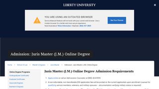 
                            5. Admission: Juris Master - Liberty University Online