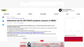 
                            9. Admission list for 2017/2018 academic session in ABSU ▷ Legit.ng