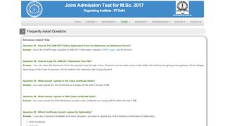 
                            2. Admission related FAQs - JAM 2017 - IIT Delhi