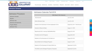 
                            3. Admission Schedule - University of Gujrat - uog.edu.pk