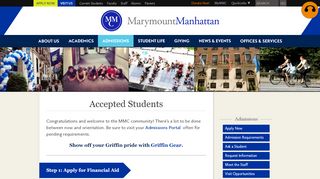 
                            4. Admissions: Accepted Students: Marymount Manhattan College