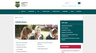 
                            7. Admissions – Canberra Girls Grammar School