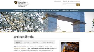 
                            1. Admissions Checklist - Wake Forest University Graduate School