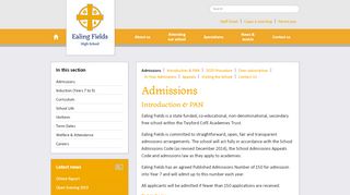 
                            7. Admissions / Ealing Fields High School