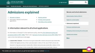 
                            5. Admissions explained - Stockport Council