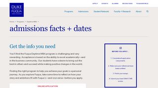 
                            10. Admissions Facts + Dates - Daytime MBA | Duke's …