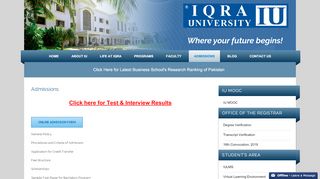 
                            5. Admissions – Iqra University