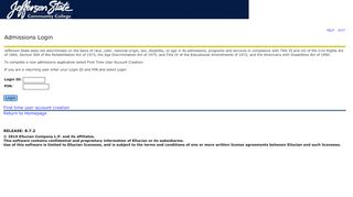 
                            9. Admissions Login - Jefferson State Community College