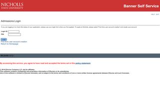 
                            3. Admissions Login - Nicholls State University - Banner Self-Service