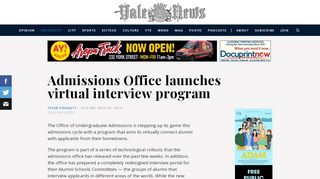 
                            4. Admissions Office launches virtual interview program - Yale ...