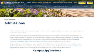 
                            1. Admissions - Rackham Graduate School: University of Michigan
