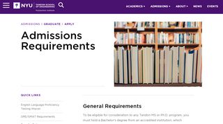 
                            6. Admissions Requirements | NYU Tandon School of Engineering