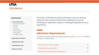 
                            7. Admissions – UTSA One Stop