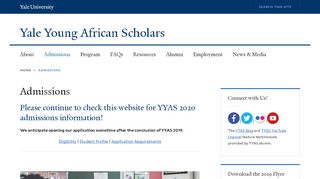 
                            1. Admissions | Yale Young African Scholars