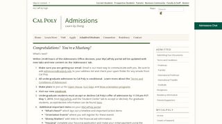 
                            6. Admitted Admissions - Cal Poly, San Luis Obispo