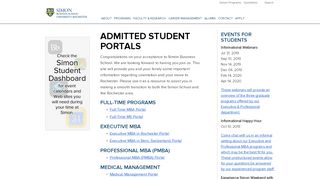 
                            6. Admitted Student Portals - Simon Business School