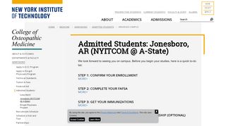
                            7. Admitted Students: Jonesboro, AR (NYITCOM @ A-State) | College of ...