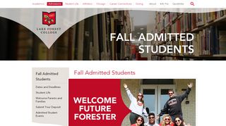 
                            7. Admitted Students - Lake Forest College