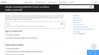 
                            1. Adobe Licensing Website | Serial numbers, orders, accounts